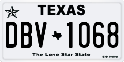 TX license plate DBV1068