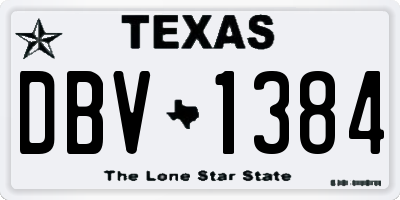 TX license plate DBV1384