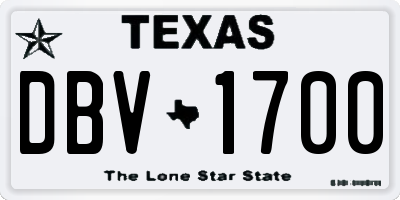 TX license plate DBV1700