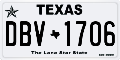 TX license plate DBV1706