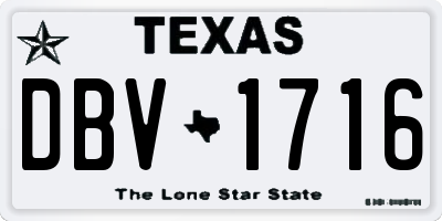 TX license plate DBV1716