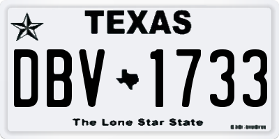 TX license plate DBV1733