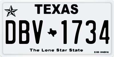 TX license plate DBV1734