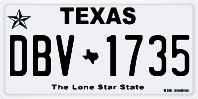 TX license plate DBV1735