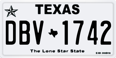 TX license plate DBV1742