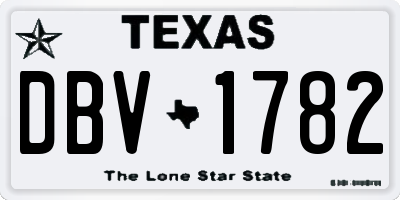 TX license plate DBV1782