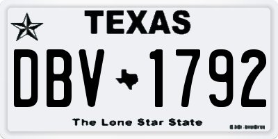 TX license plate DBV1792