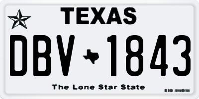 TX license plate DBV1843