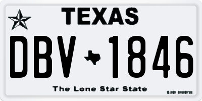 TX license plate DBV1846