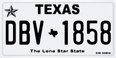 TX license plate DBV1858