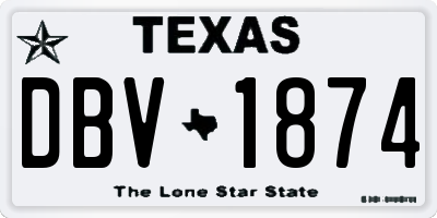 TX license plate DBV1874