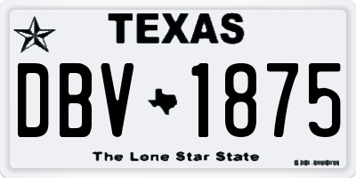 TX license plate DBV1875