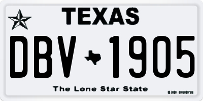 TX license plate DBV1905