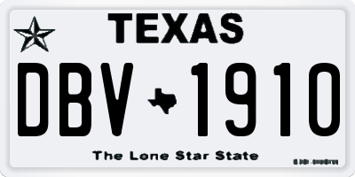 TX license plate DBV1910