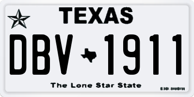 TX license plate DBV1911