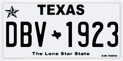TX license plate DBV1923