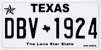 TX license plate DBV1924