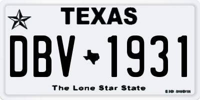 TX license plate DBV1931