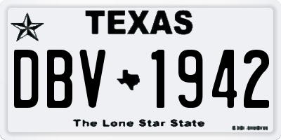 TX license plate DBV1942