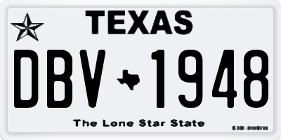 TX license plate DBV1948