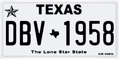 TX license plate DBV1958