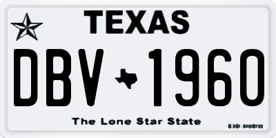 TX license plate DBV1960