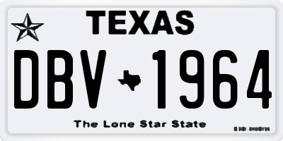 TX license plate DBV1964