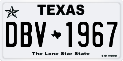 TX license plate DBV1967