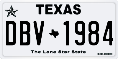 TX license plate DBV1984