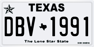TX license plate DBV1991
