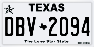 TX license plate DBV2094