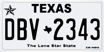 TX license plate DBV2343