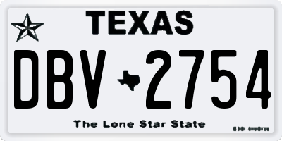 TX license plate DBV2754