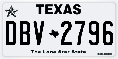 TX license plate DBV2796