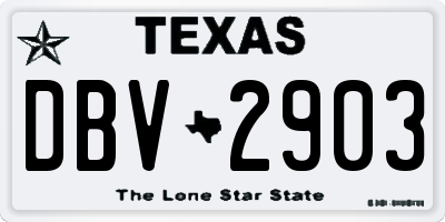 TX license plate DBV2903
