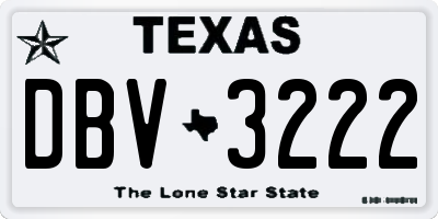 TX license plate DBV3222