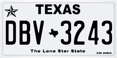 TX license plate DBV3243