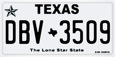 TX license plate DBV3509