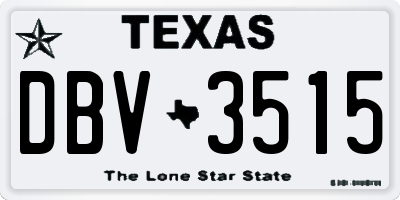 TX license plate DBV3515