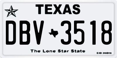 TX license plate DBV3518
