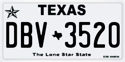 TX license plate DBV3520