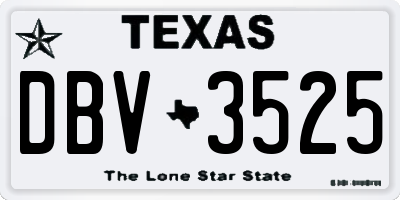 TX license plate DBV3525