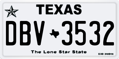 TX license plate DBV3532