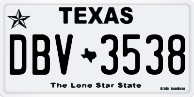 TX license plate DBV3538