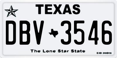 TX license plate DBV3546