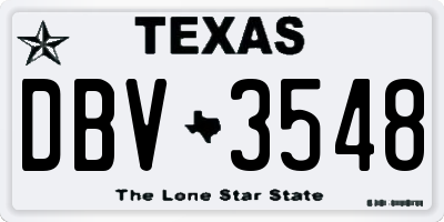 TX license plate DBV3548