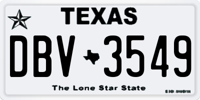 TX license plate DBV3549