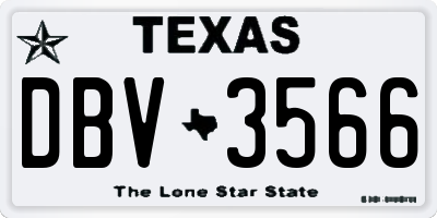 TX license plate DBV3566