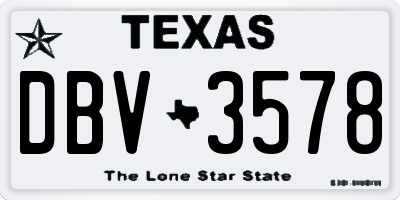 TX license plate DBV3578