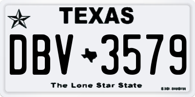 TX license plate DBV3579